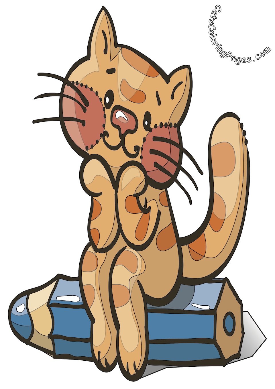 Bored Kitten Colored Coloring Page