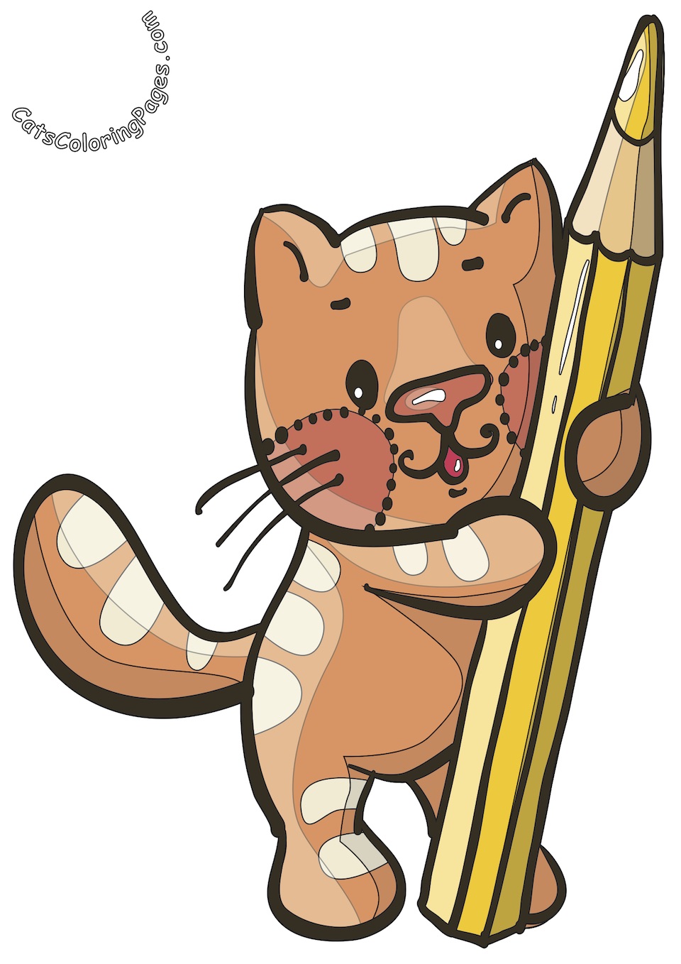 Funny Studious Kitten Colored Coloring Page