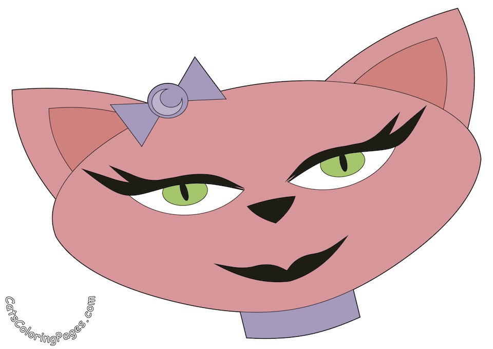 Fancy Pink Cat Colored Coloring Page