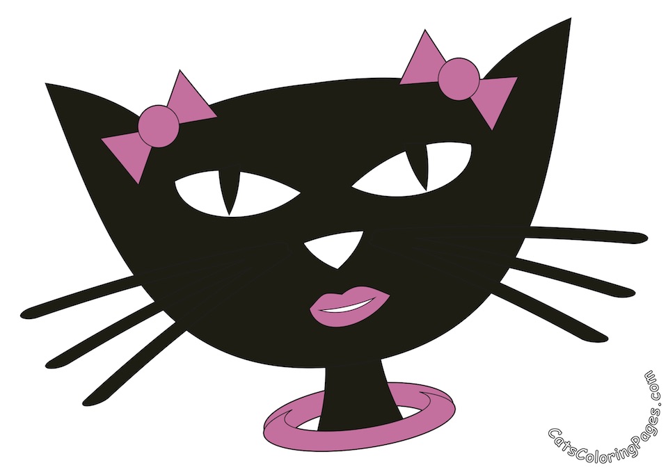 Fancy Black Cat Colored Coloring Page