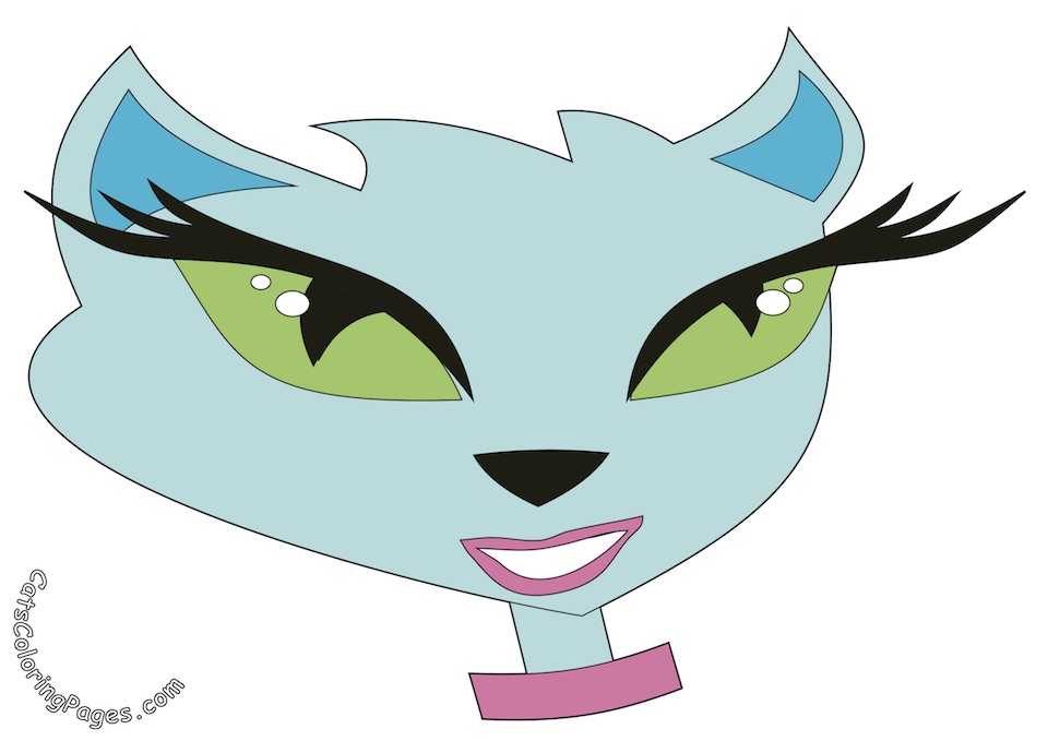Green Eyed Cat Colored Coloring Page