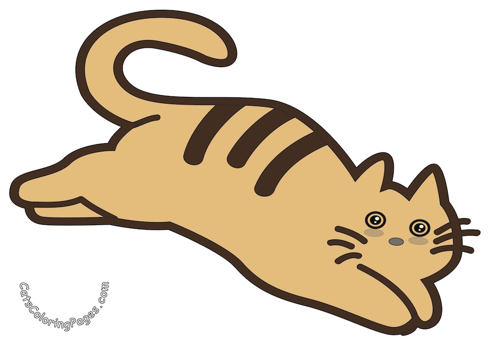 Playful Running Cat Colored Coloring Page