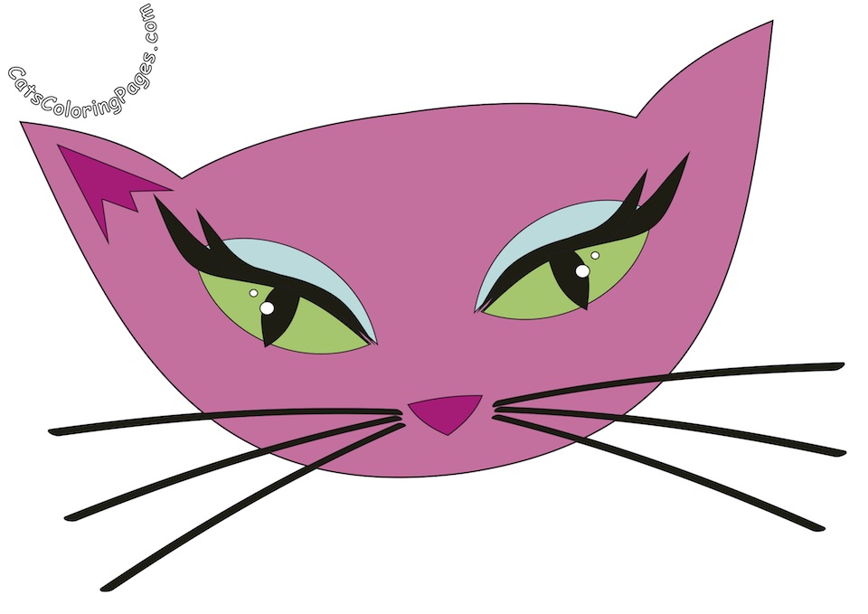 Fancy Green Eyed Cat Colored Coloring Page