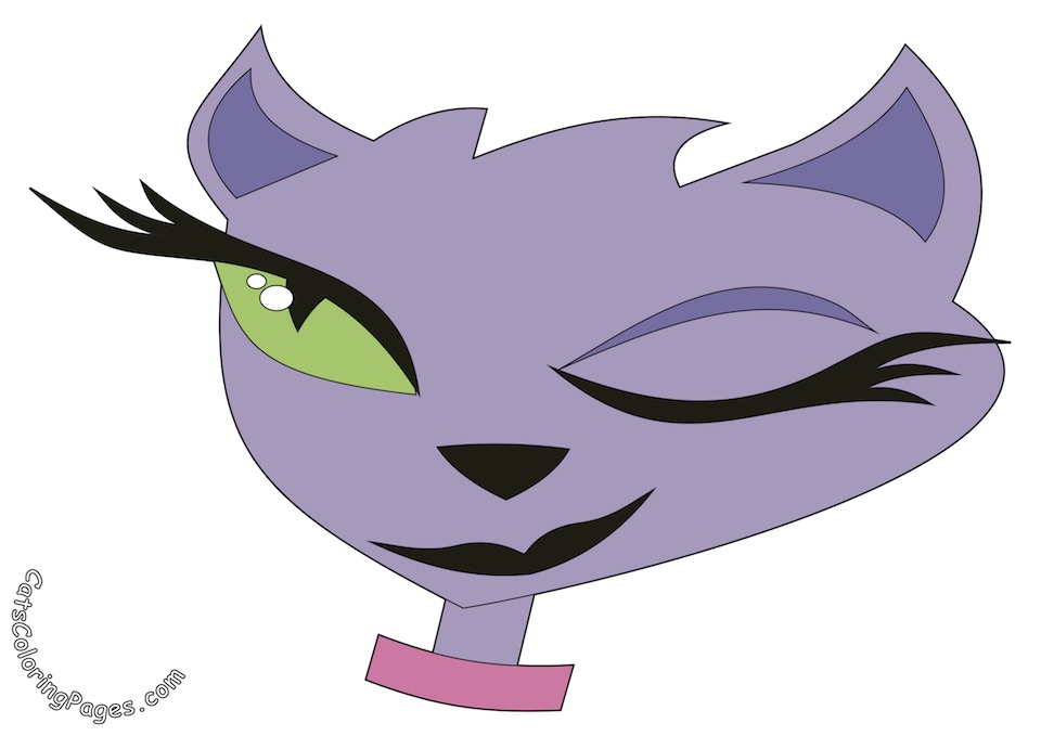 Fancy Cute Cat Colored Coloring Page