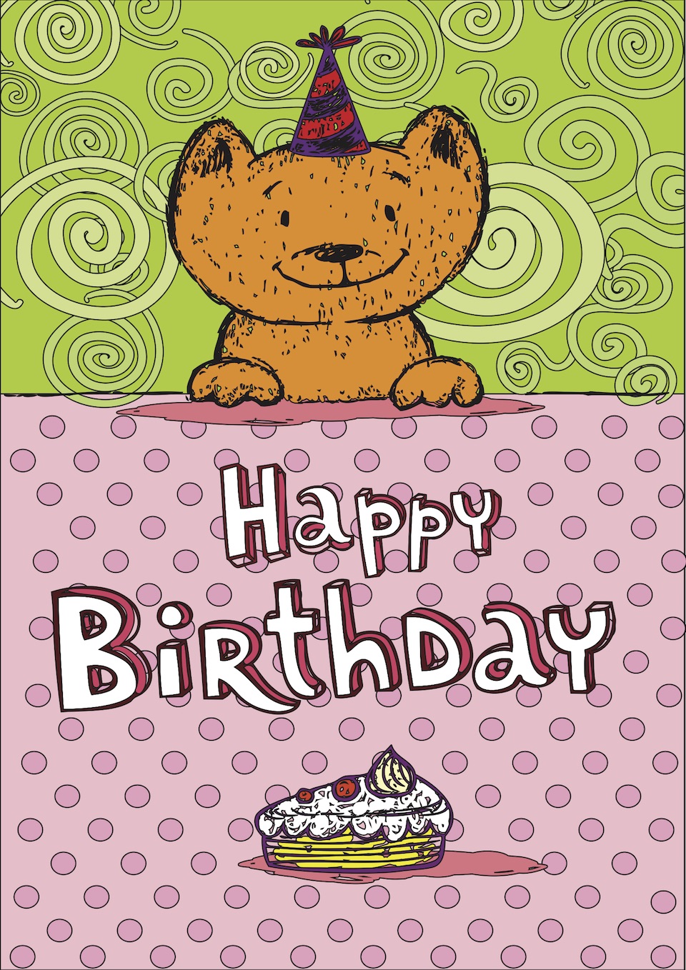 Kitten Happy Birthday Card Colored Coloring Page
