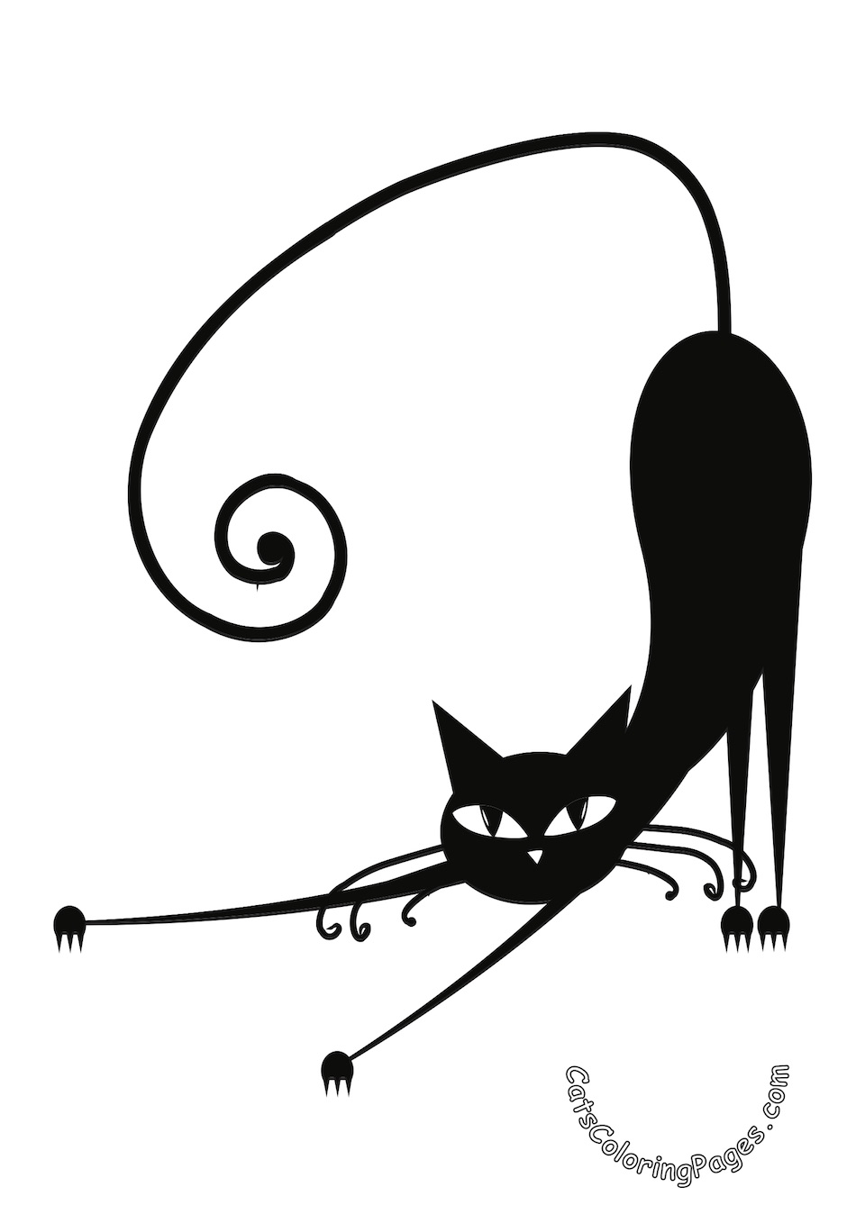 Cute Black Cat Coloring Page - Cats Coloring Pages