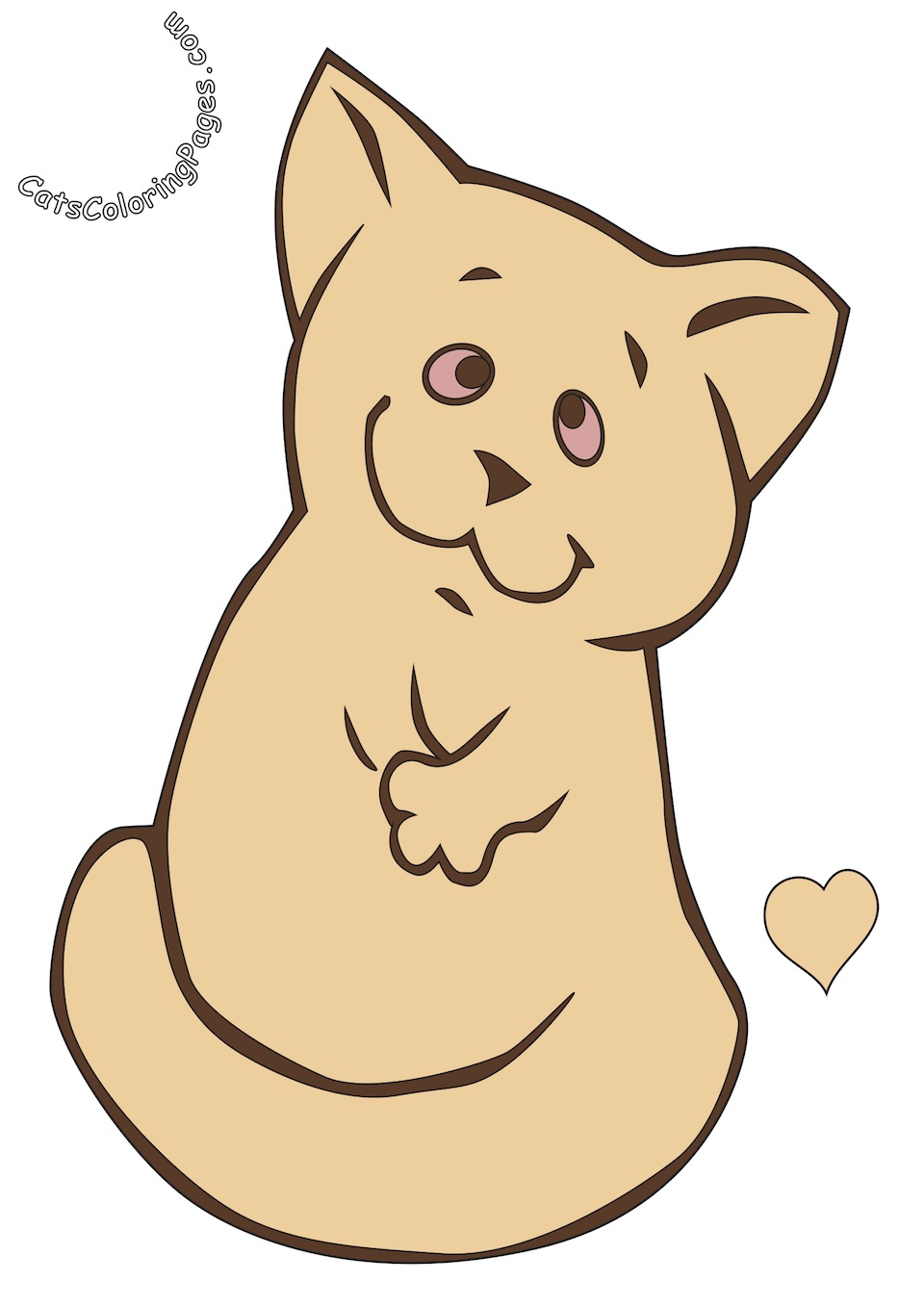Funny Cute Kitten Colored Coloring Page