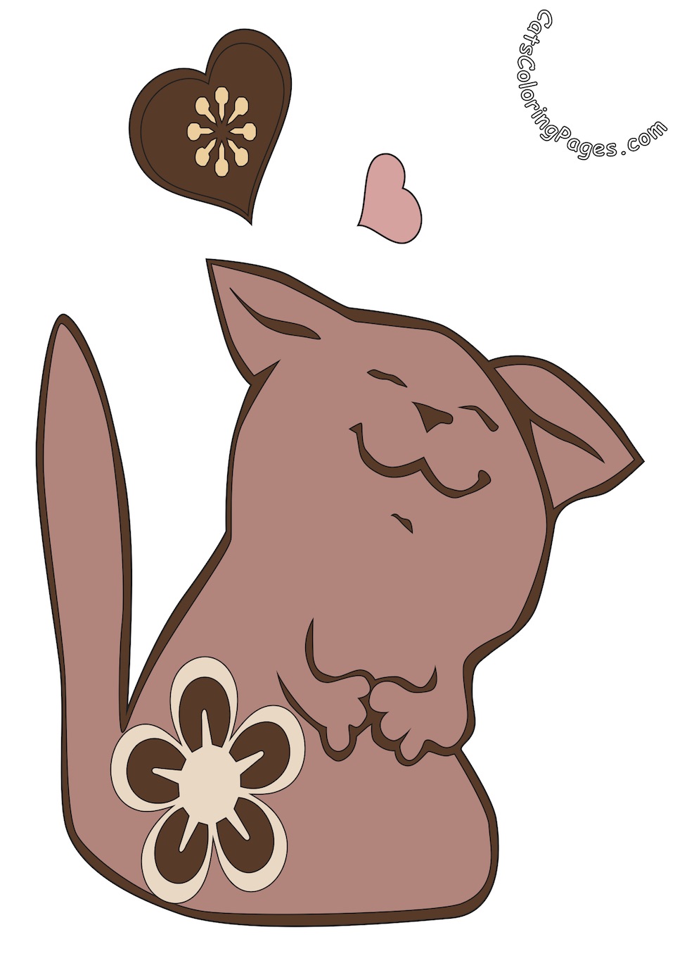 Loving Cute Kitten Colored Coloring Page