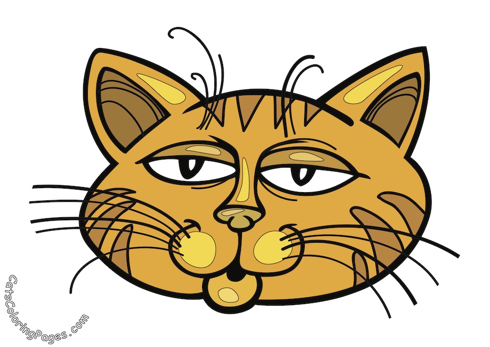 Orange Sleepy Cat Colored Coloring Page