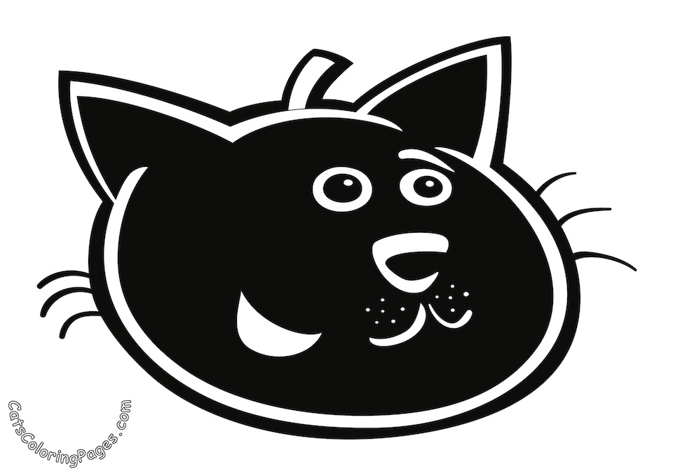 Happy Black Tomcat Colored Coloring Page