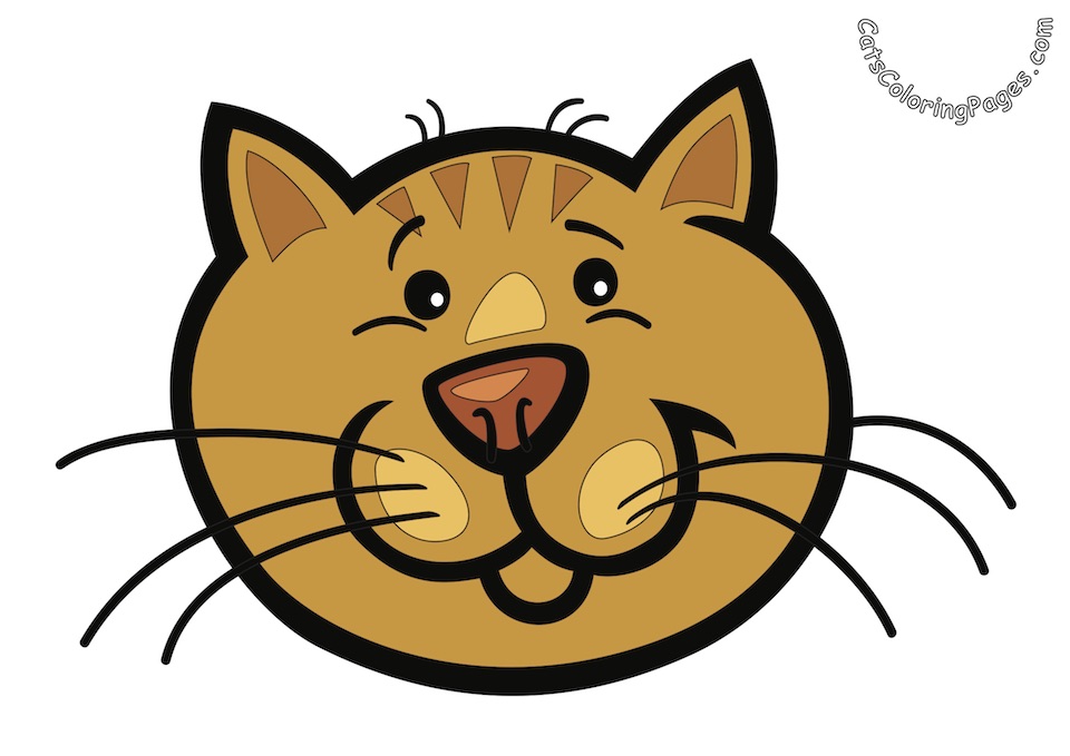 Surprised Orange Cat Coloring Page - Cats Coloring Pages