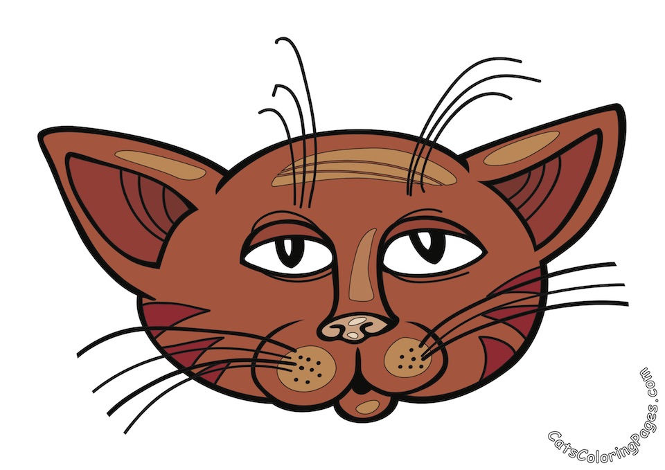 Smart Cat Colored Coloring Page