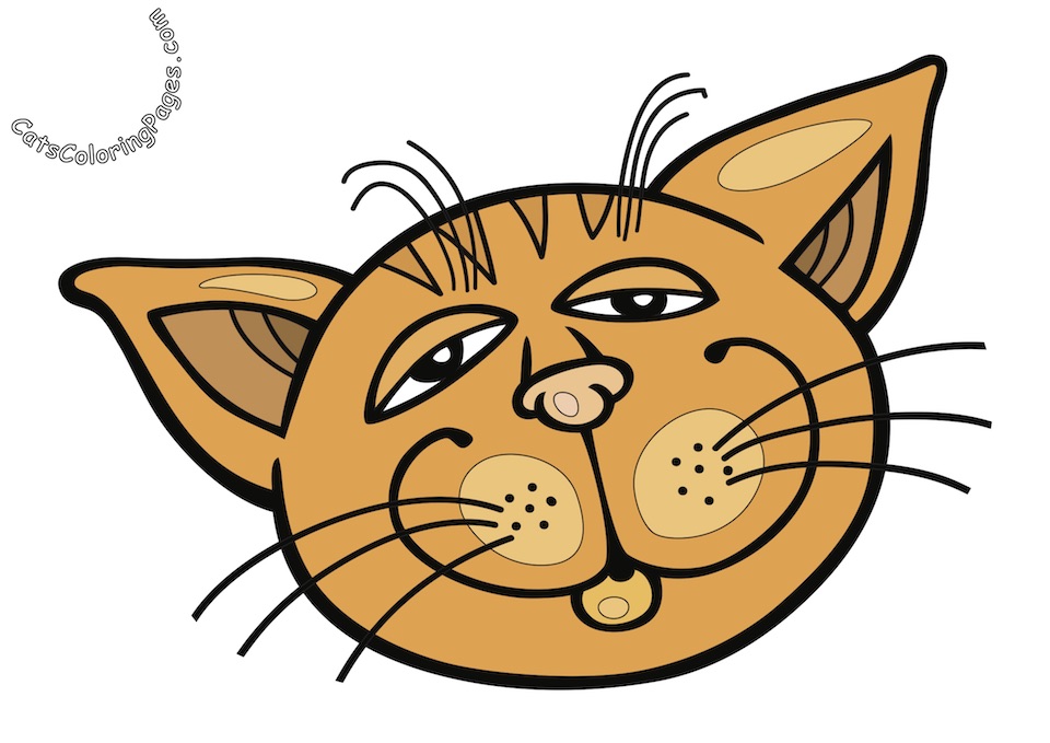 Orange Sleepy Tomcat Coloring Page - Cats Coloring Pages