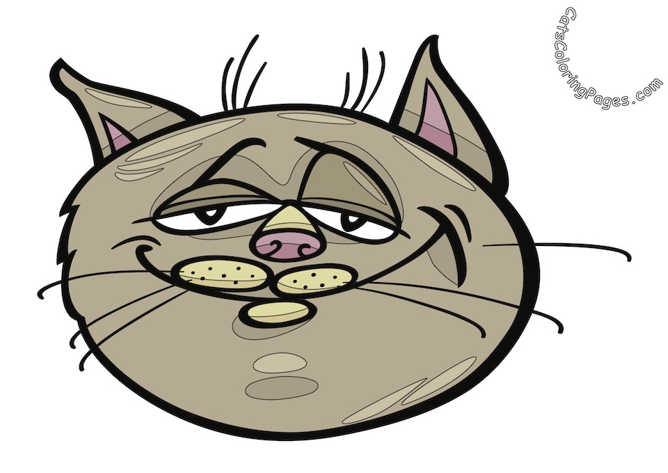 Funny Senior Cat Colored Coloring Page