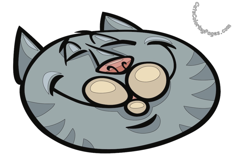 Sleepy Senior Tomcat Colored Coloring Page