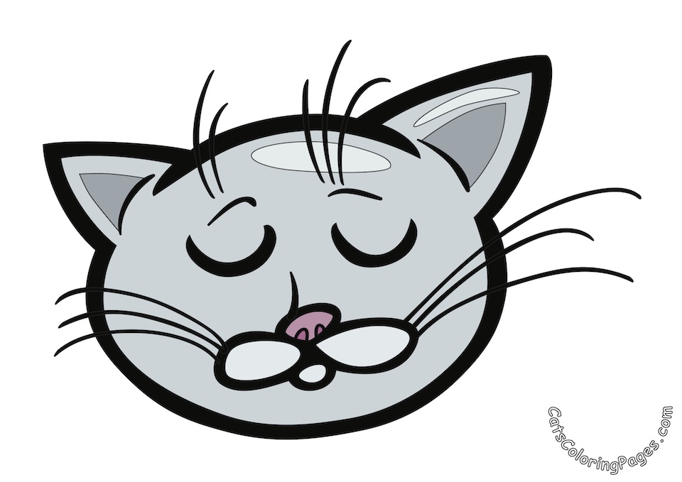 Cat Dreaming Colored Coloring Page