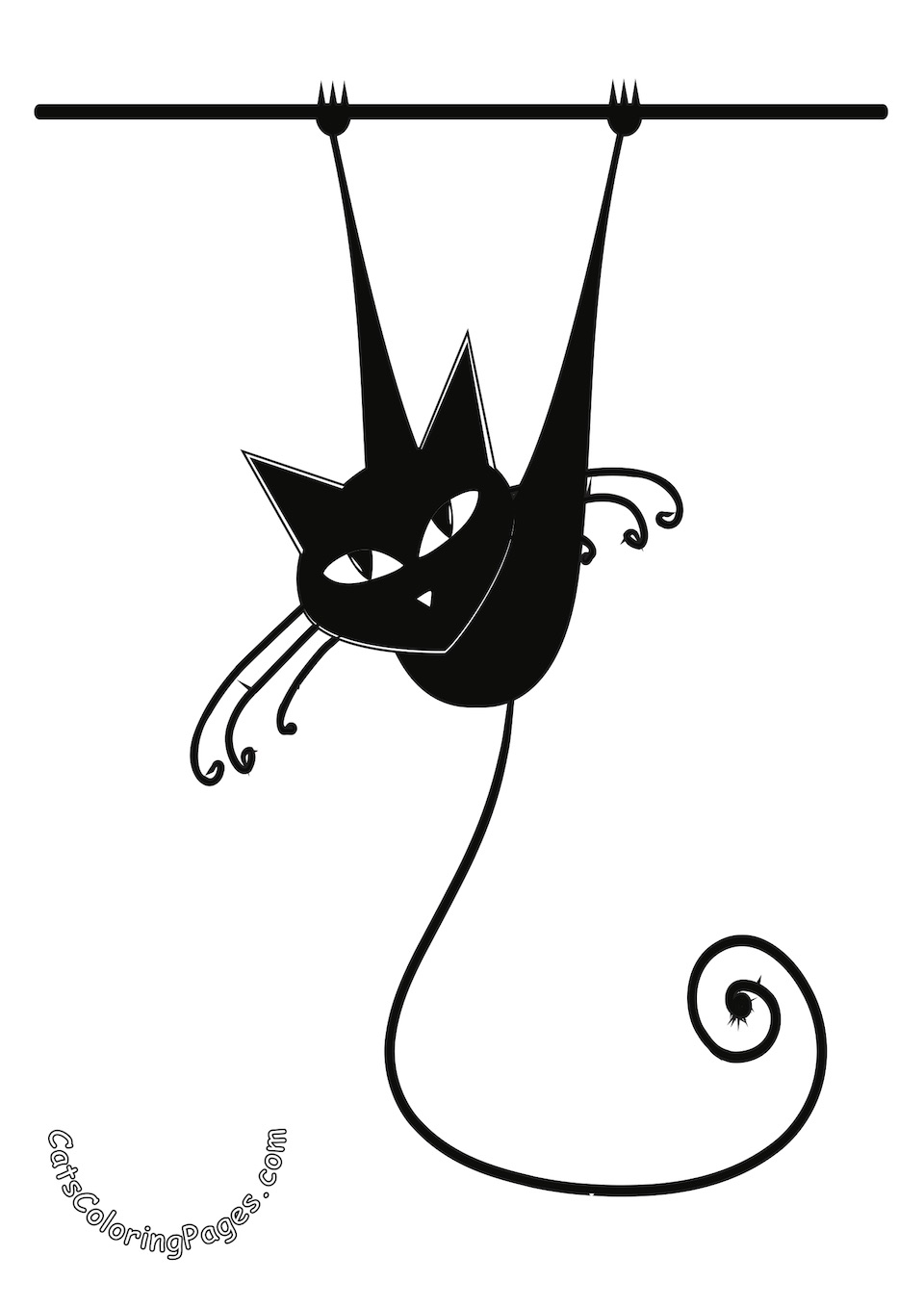 Black Cat Playing Colored Coloring Page