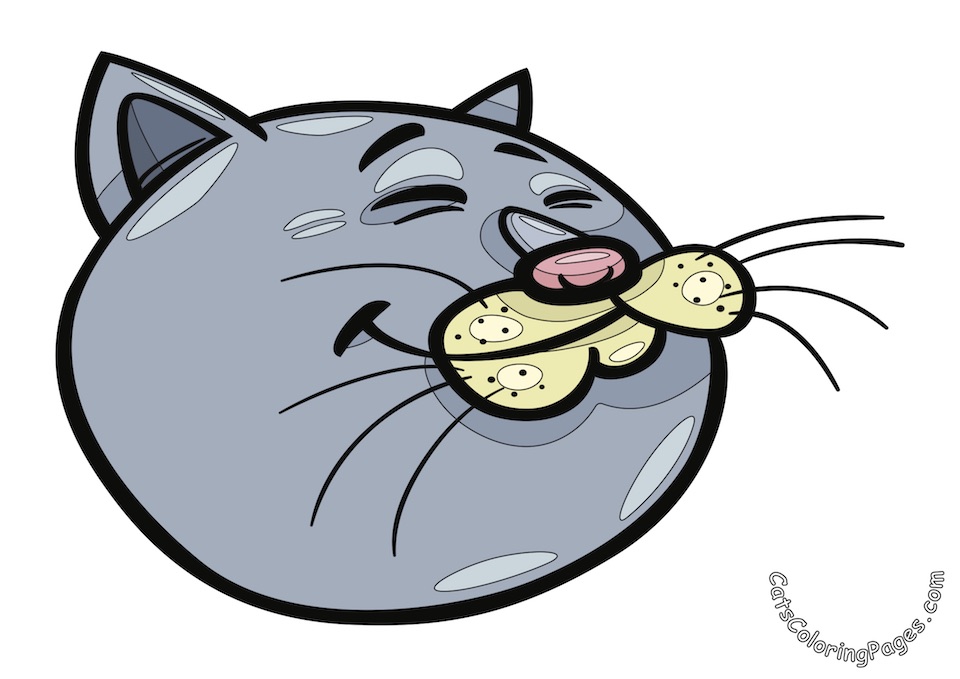 Romantic Cat Colored Coloring Page