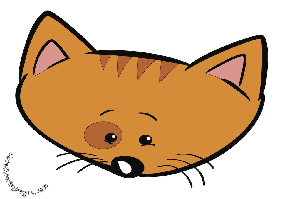 Sad Orange Cat Colored Coloring Page