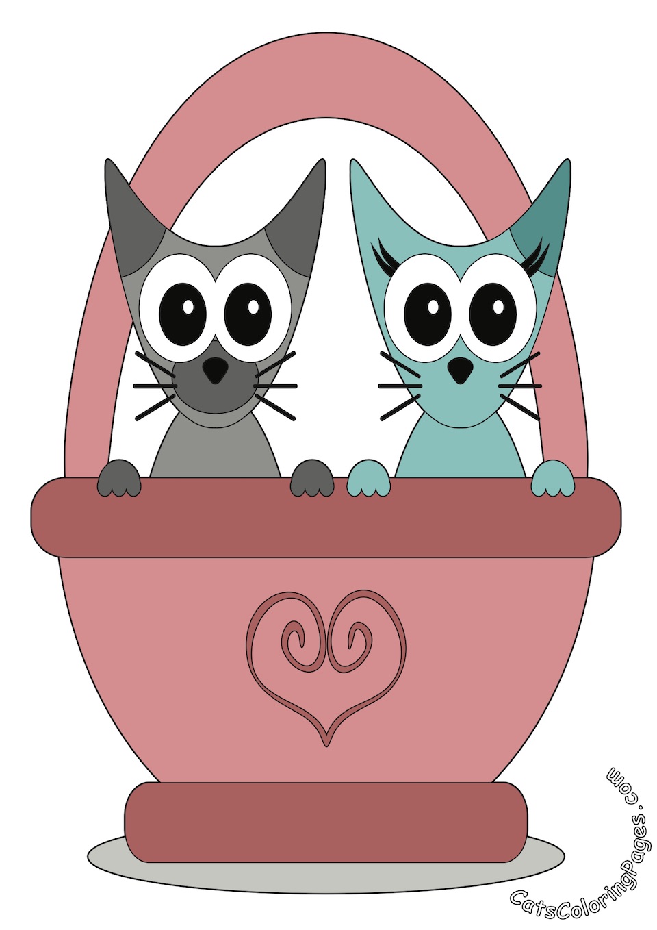 Two Cats in a Bag Colored Coloring Page