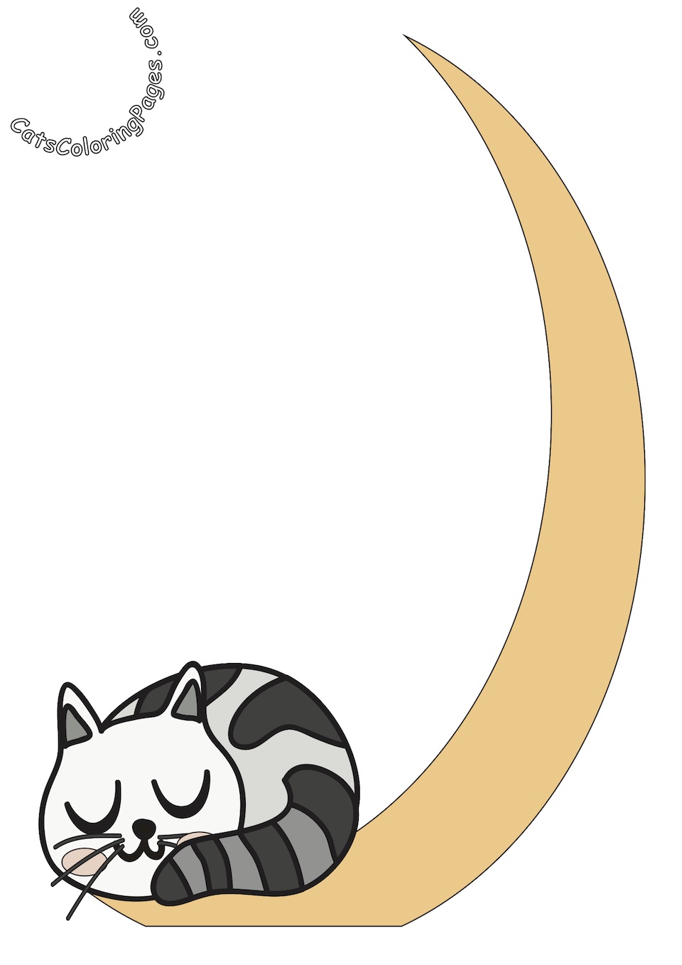 Cat on the Moon Coloring Page - Cats Coloring Pages