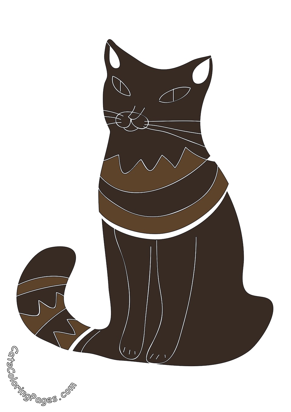 Cat Waiting for Food Colored Coloring Page