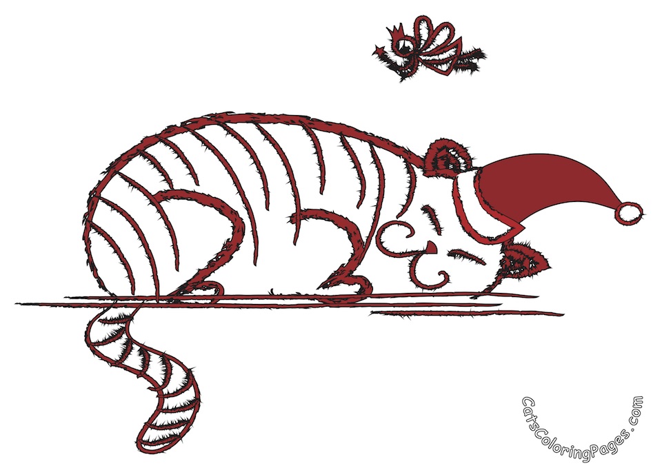 Sleeping Cat Fairy Colored Coloring Page