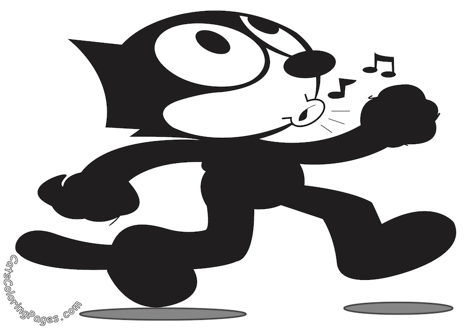 Whistling Cat Colored Coloring Page