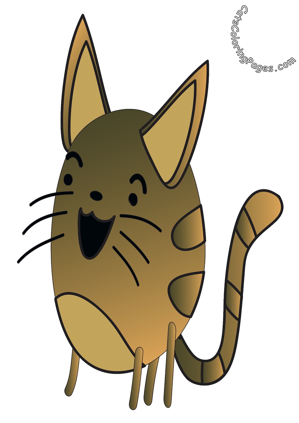 Funny Laughing Kitten Colored Coloring Page
