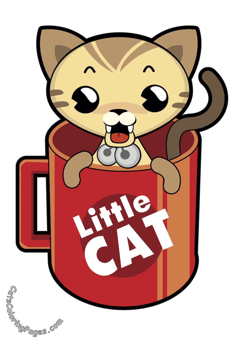 Little Cat in a Mug Colored Coloring Page