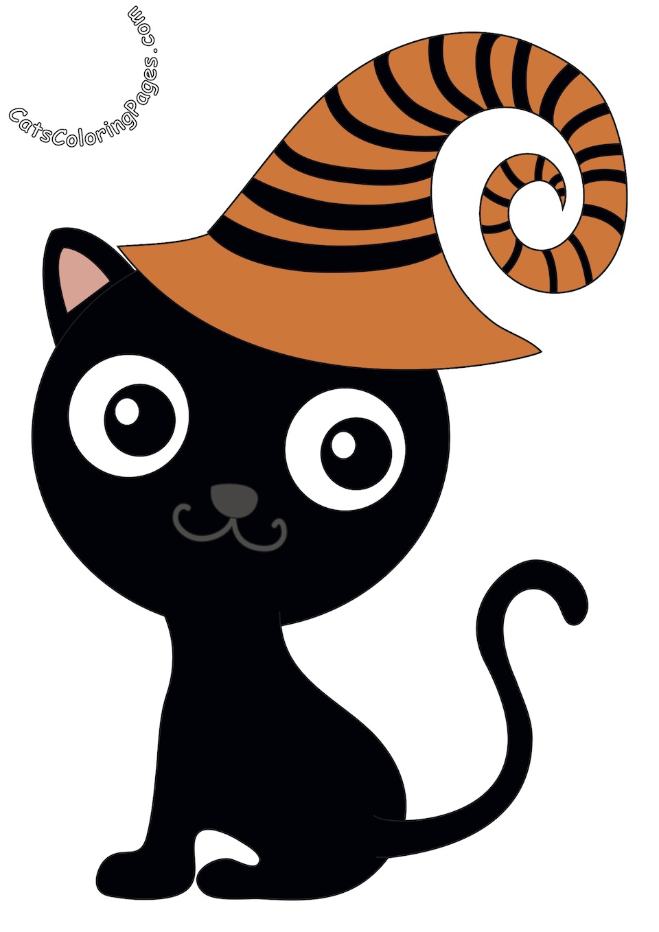 Halloween Kitten Card Colored Coloring Page