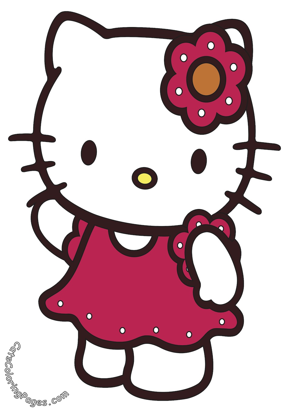 Sweet Cute Kitten Colored Coloring Page