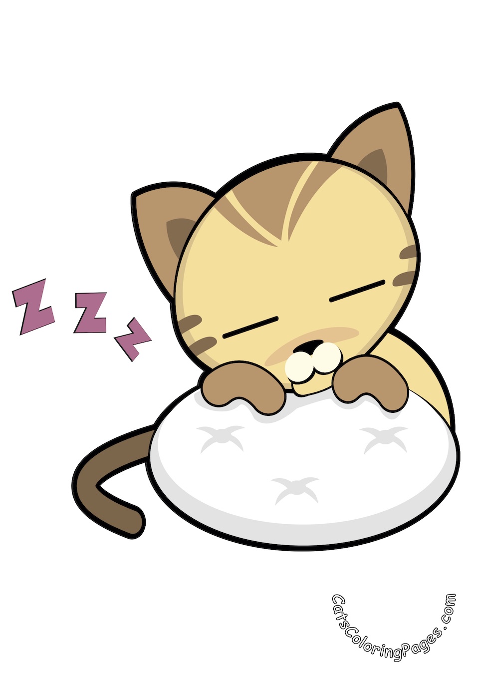 Little Cat Sleeping Colored Coloring Page