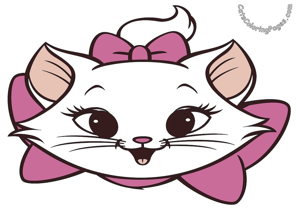 Laughing White Cat Colored Coloring Page