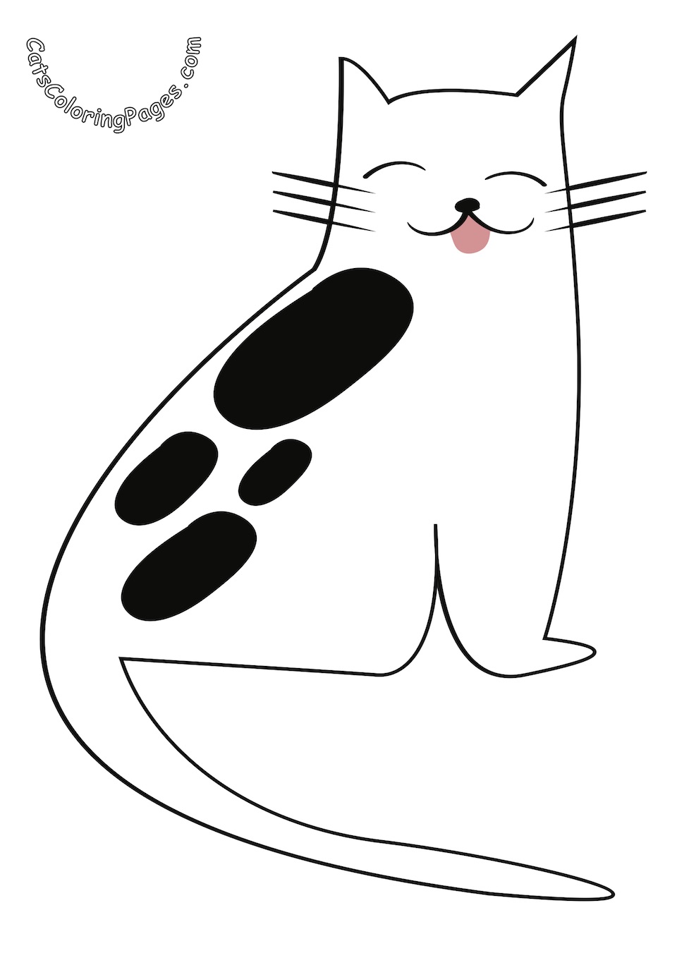 Happy Spotted Cat Colored Coloring Page