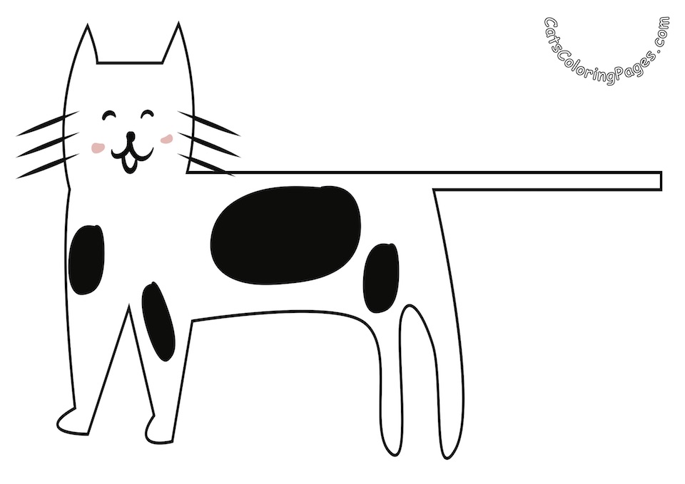 Smiling Spotted Cat Colored Coloring Page