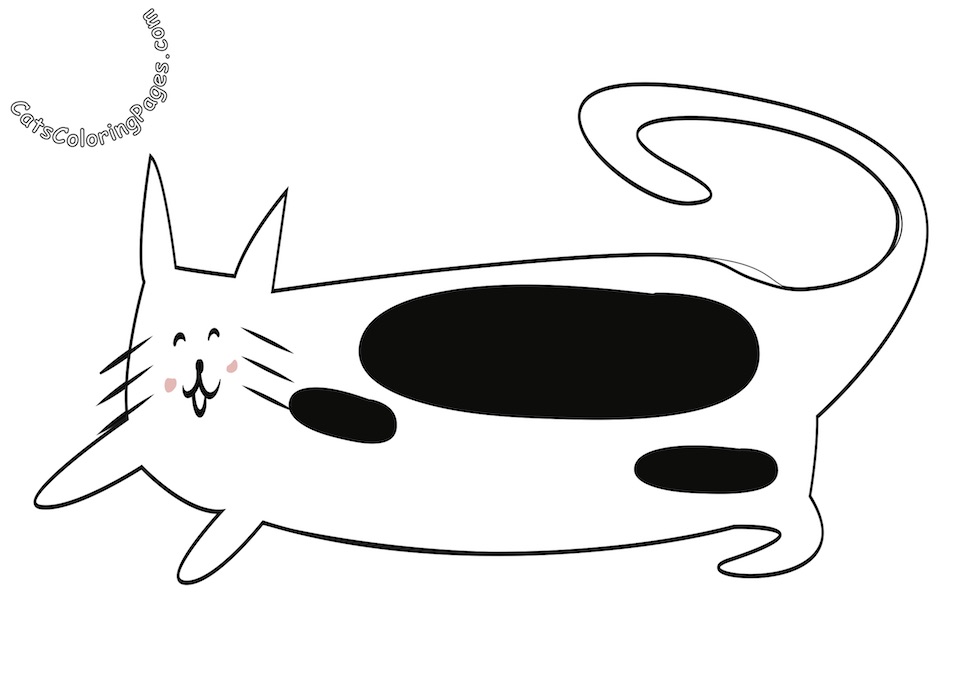 Happy Spotted Fat Cat Colored Coloring Page