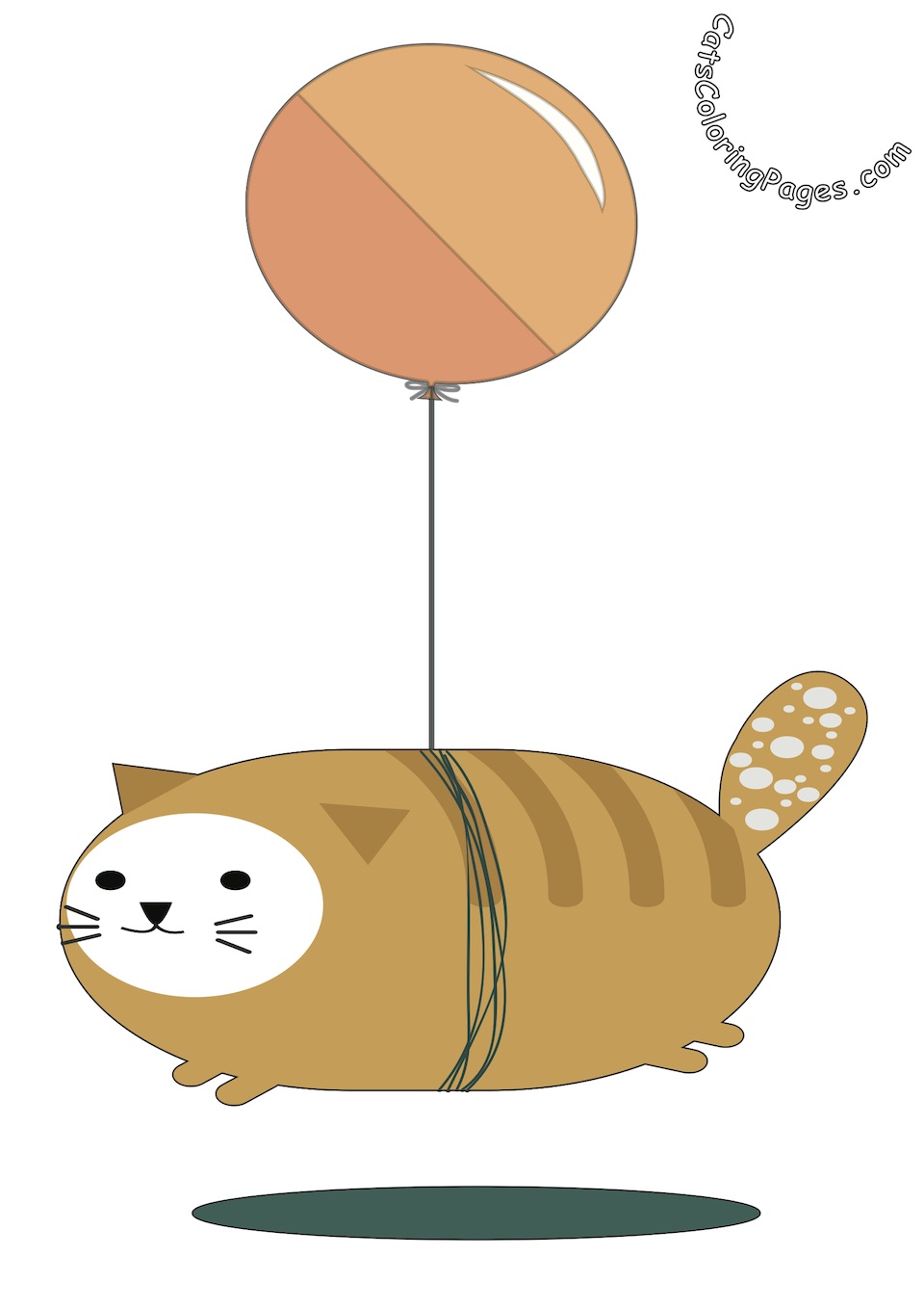 Flying Balloon Cat Colored Coloring Page