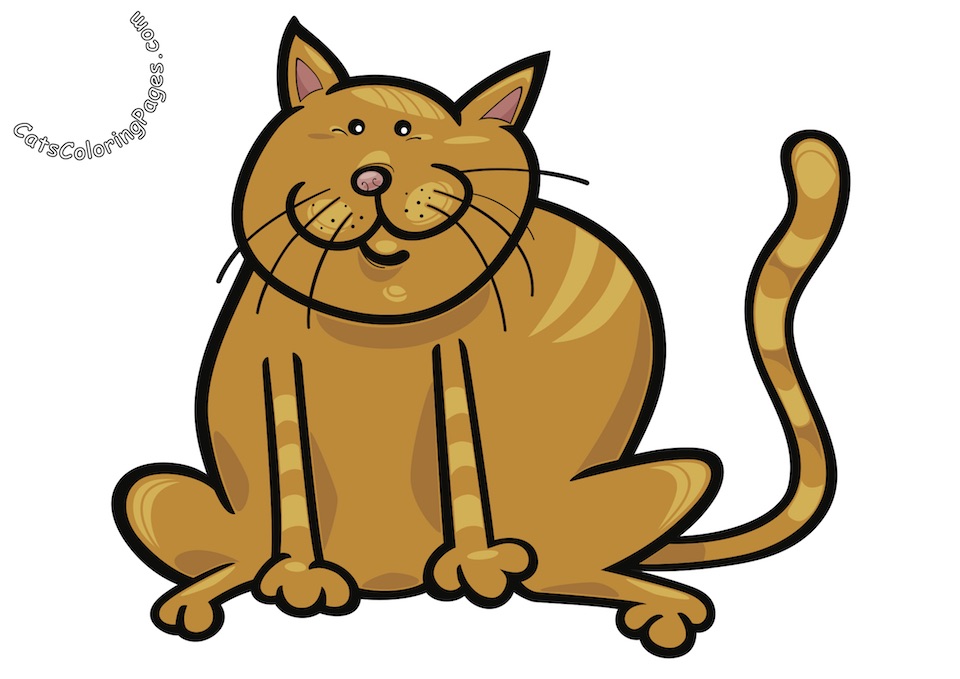 Happy Fat Tomcat Colored Coloring Page