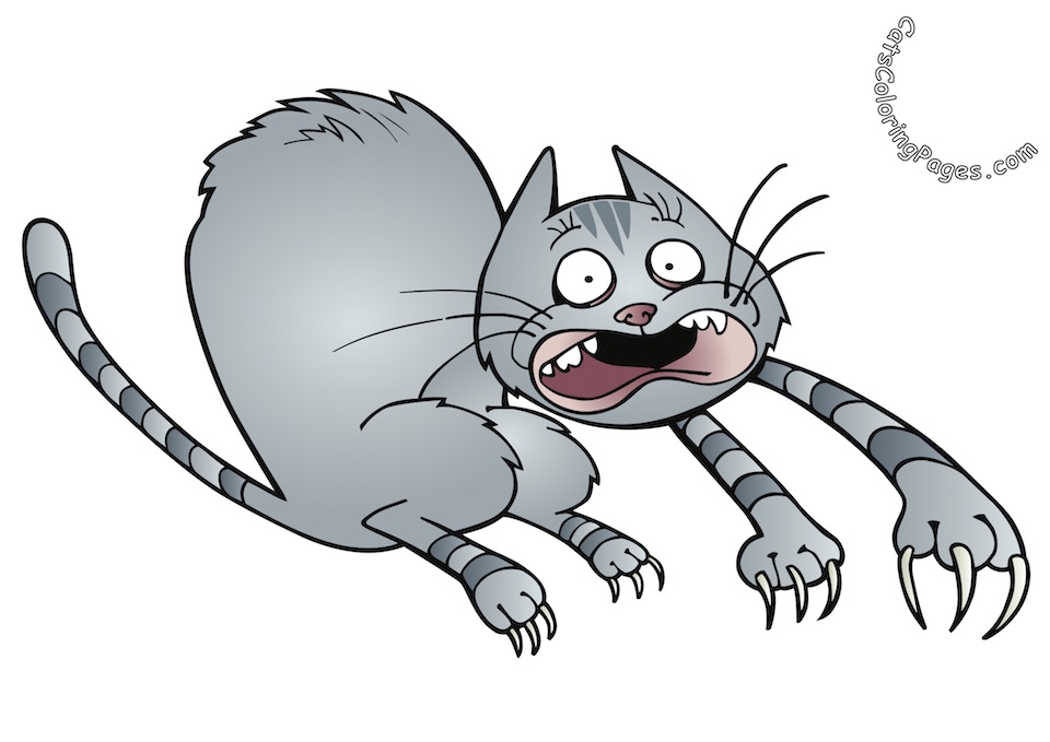 Scared Cat Colored Coloring Page