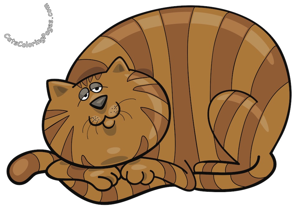 Sleepy Tabby Tomcat Colored Coloring Page