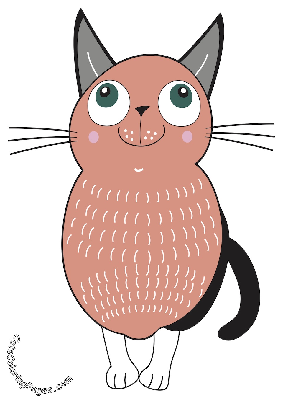 Dreaming Cat Colored Coloring Page