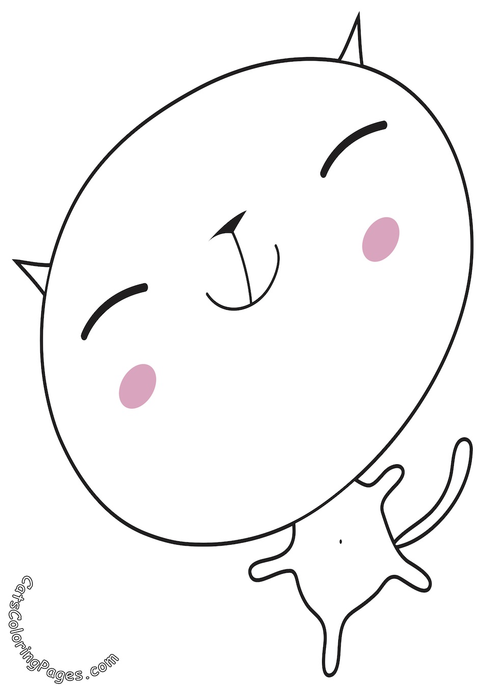 Happy Big Headed Kitten Colored Coloring Page