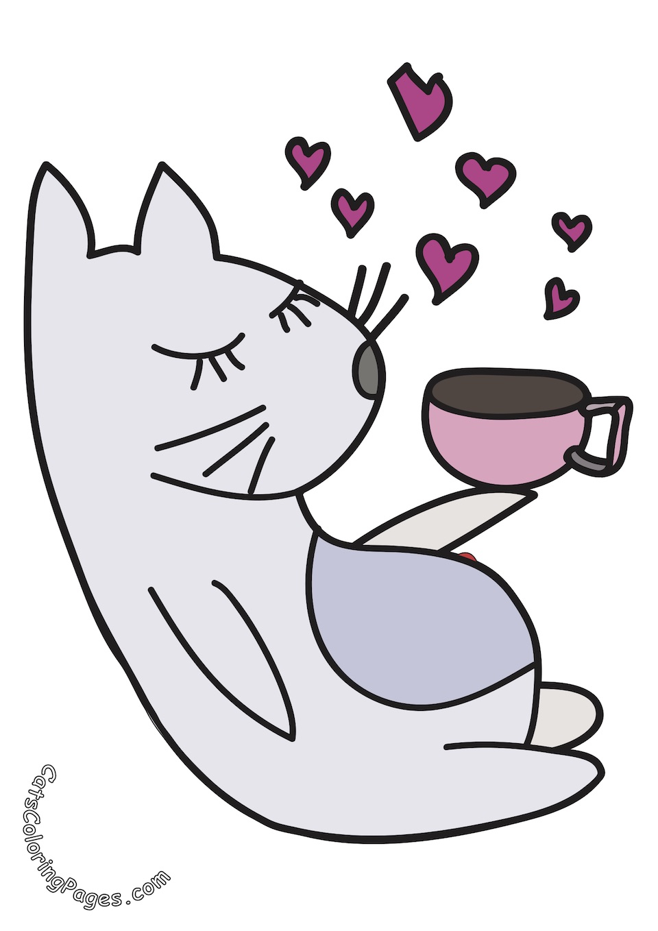 Tomcat in Love Colored Coloring Page