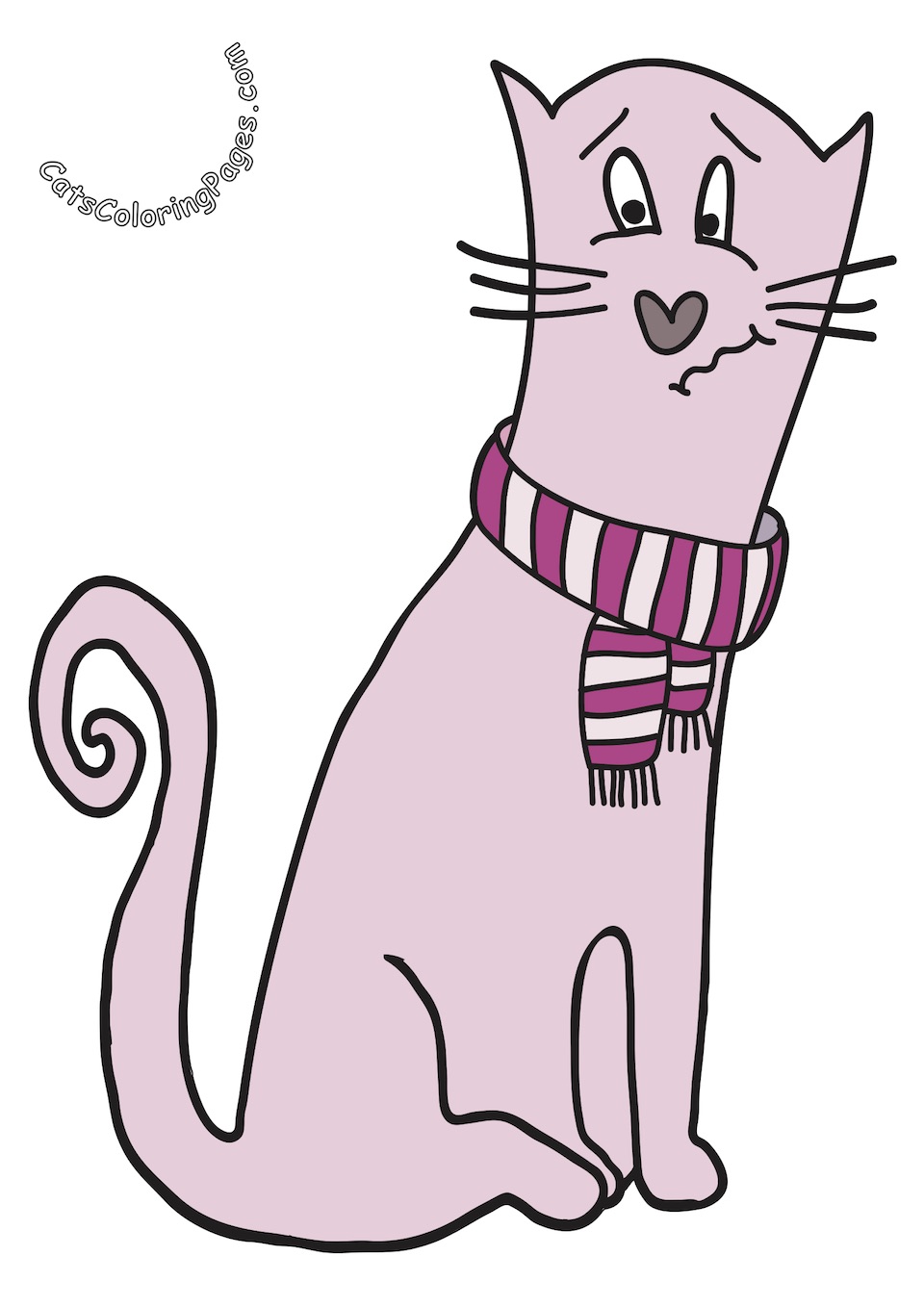 Sad Pink Tomcat Colored Coloring Page