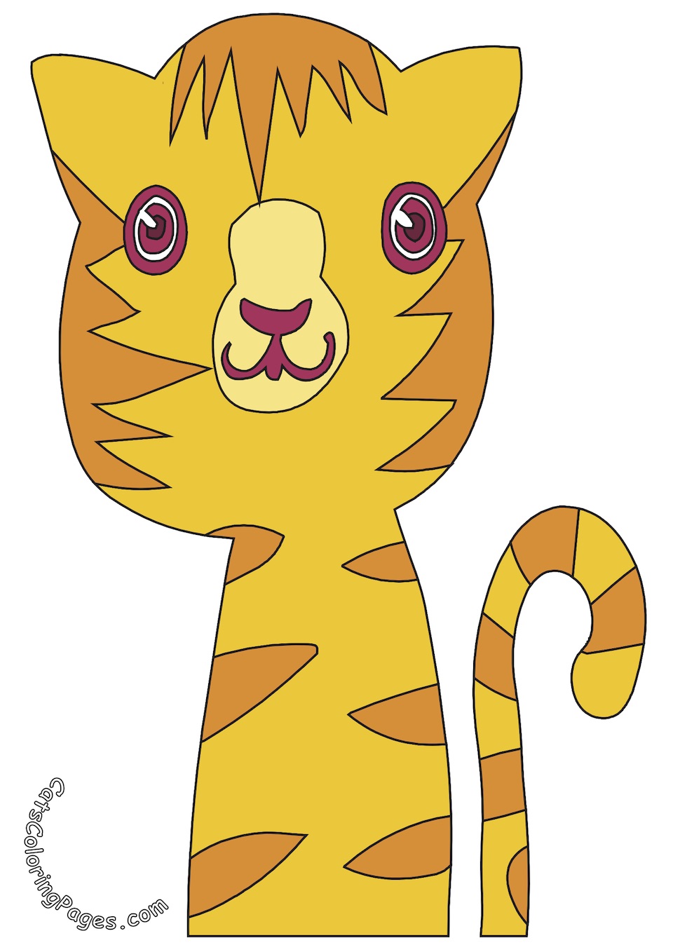 Curious Tabby Cat Colored Coloring Page