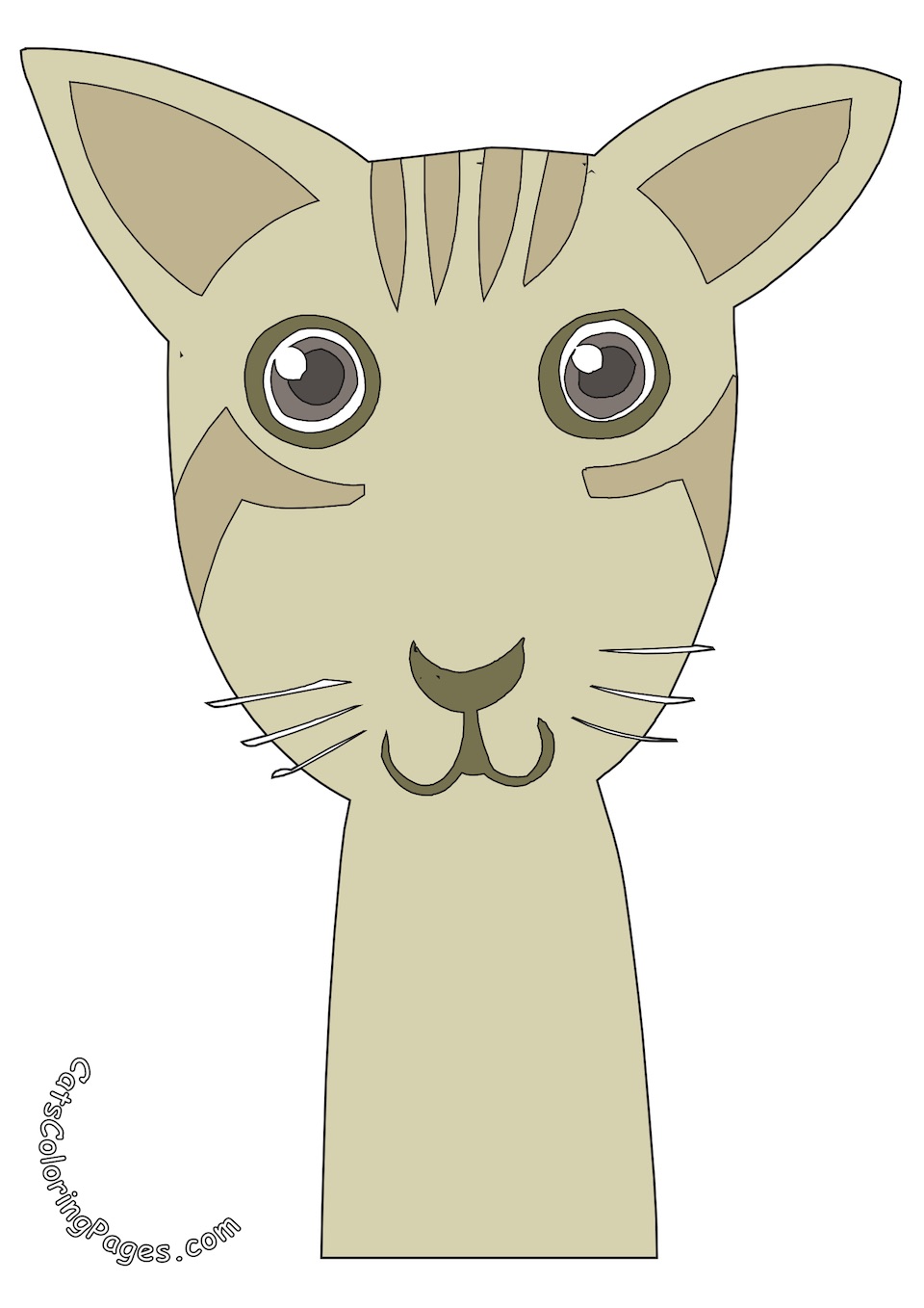 Big Eyed Kitten Tomcat Colored Coloring Page