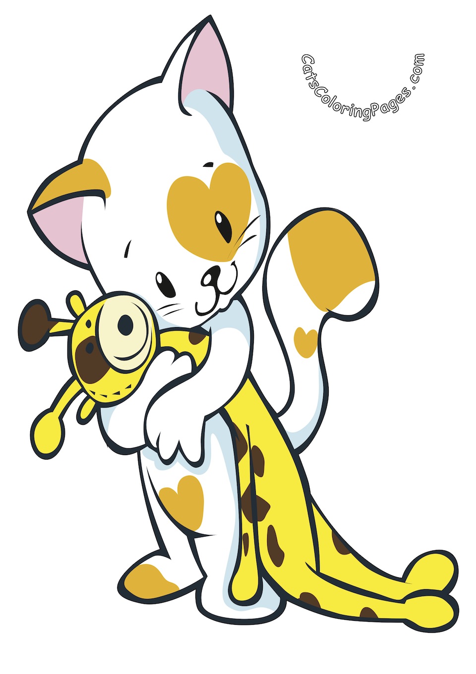 Kitten Hugging a Puppy Colored Coloring Page