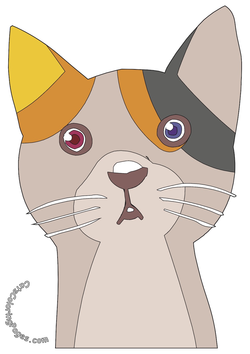Two Colored Eyed Cat Colored Coloring Page