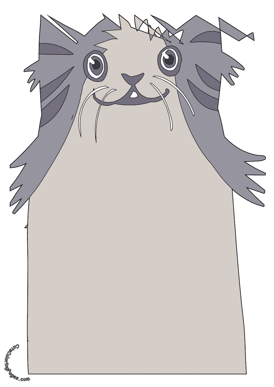 Happy Senior Cat Colored Coloring Page